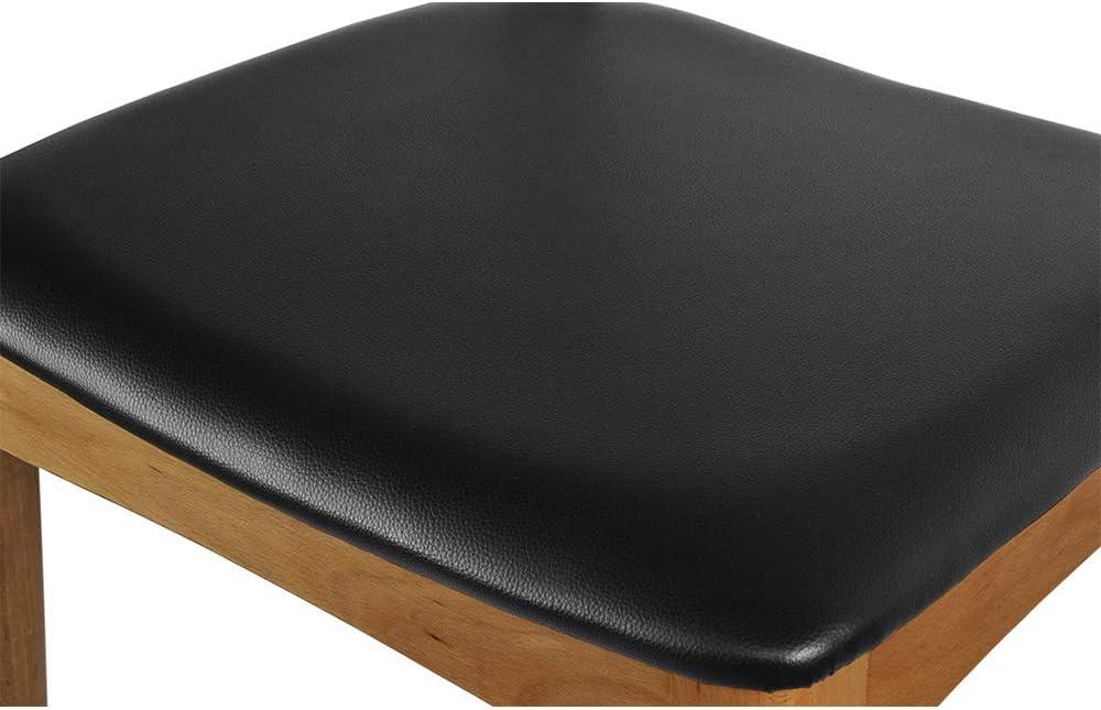 2xhome Wooden Farmhouse Dining Chair with PU Leather Seat Cushion, Mid Century Accent Chair for Kitchen, Dining Room, or Office, Walnut