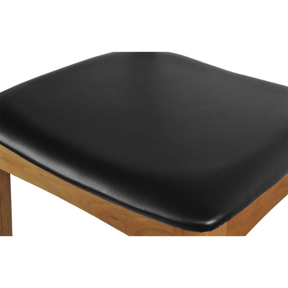 2xhome Wooden Farmhouse Dining Chair with PU Leather Seat Cushion, Mid Century Accent Chair for Kitchen, Dining Room, or Office, Walnut