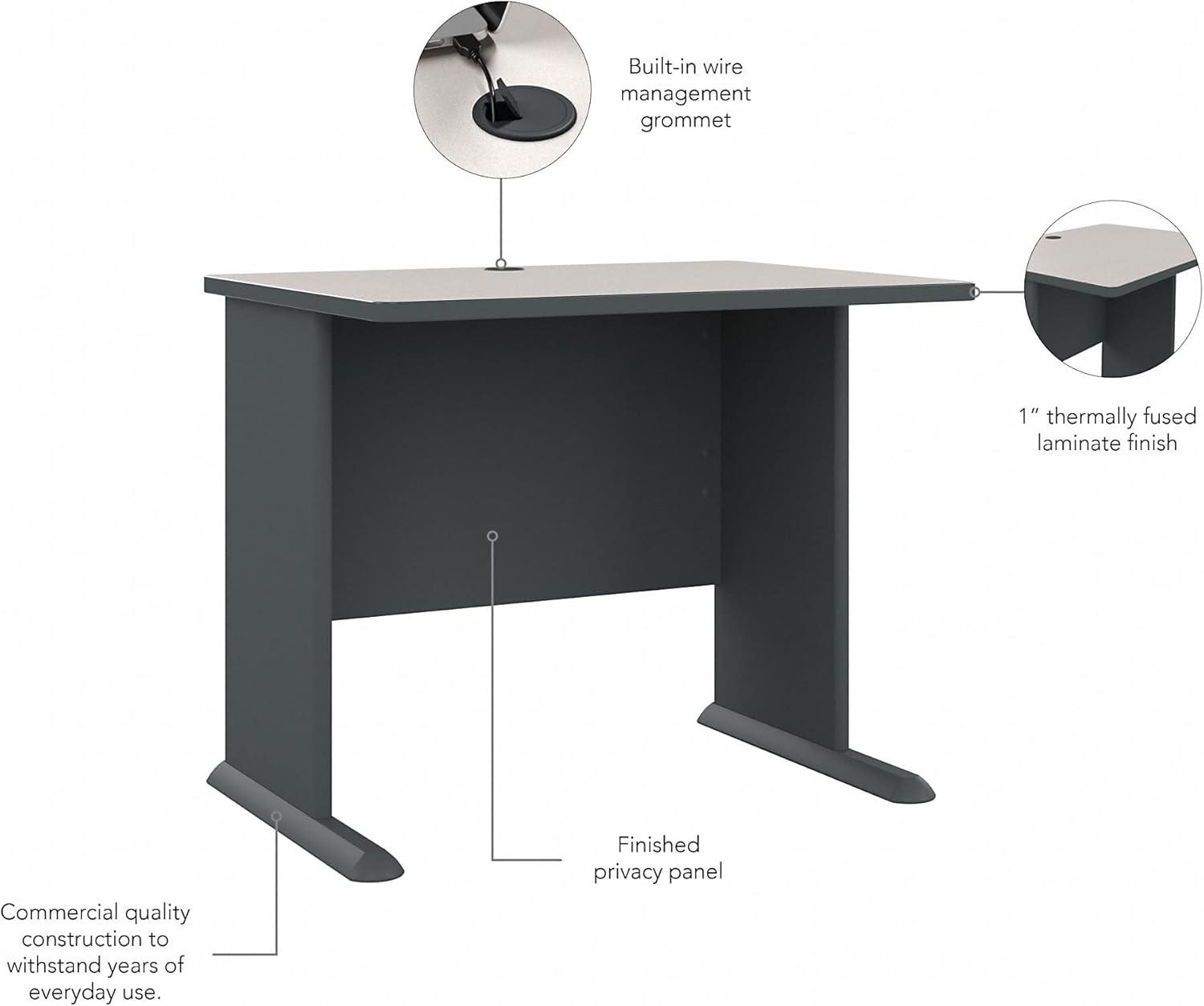 Slate and White Compact Office Desk with Drawer and Filing Cabinet