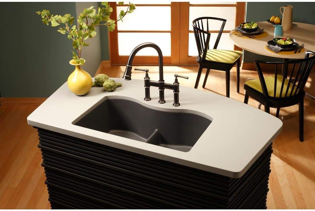 Lustrous Steel Bridge Kitchen Faucet with Pull-down Spray
