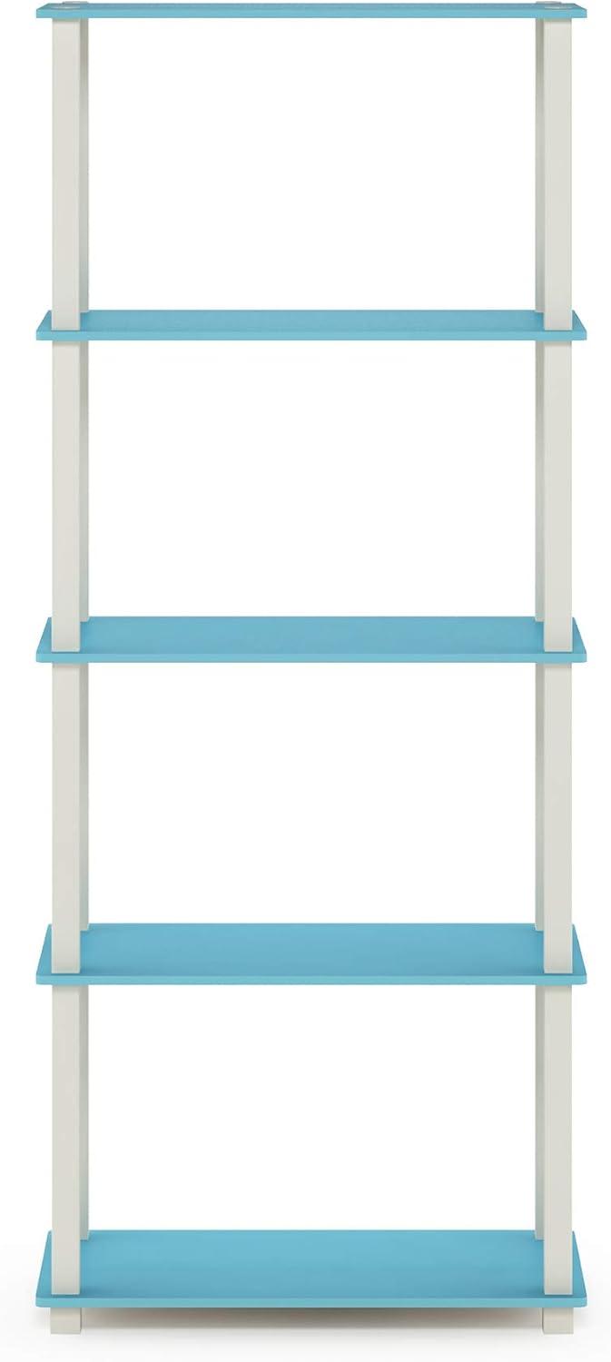 Furinno Turn-S-Tube 5-Tier Square Tubes Display Shelf, Light Blue/White