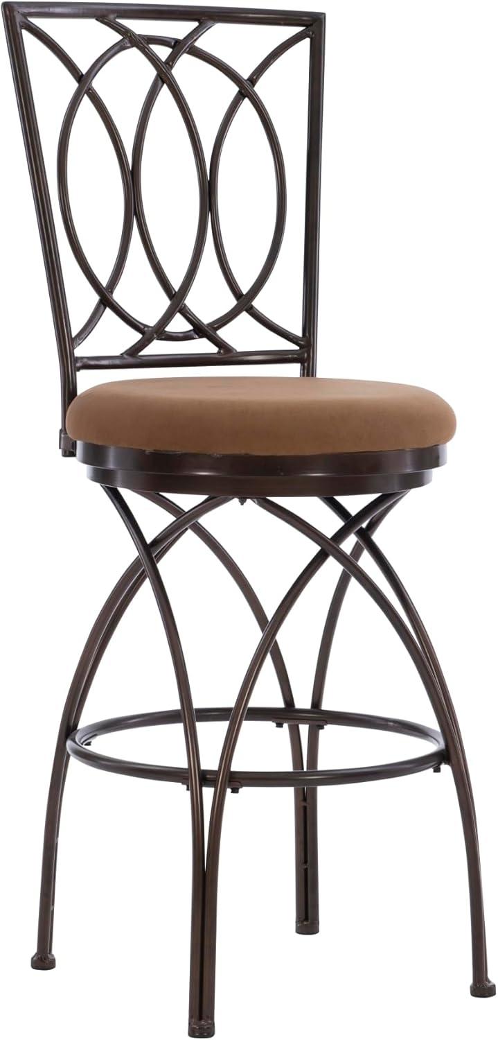 Powell Big and Tall 30'' Bronze Swivel Bar Stool with Leather Seat