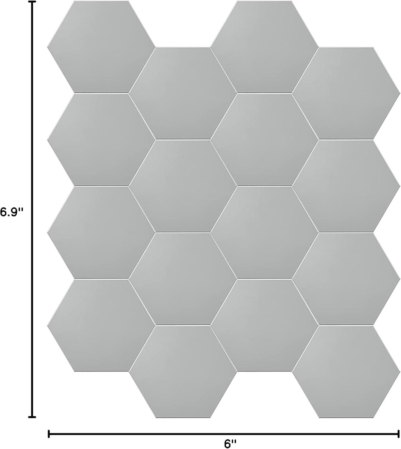 Gray Resin Hexagon Peel and Stick Wall Tiles