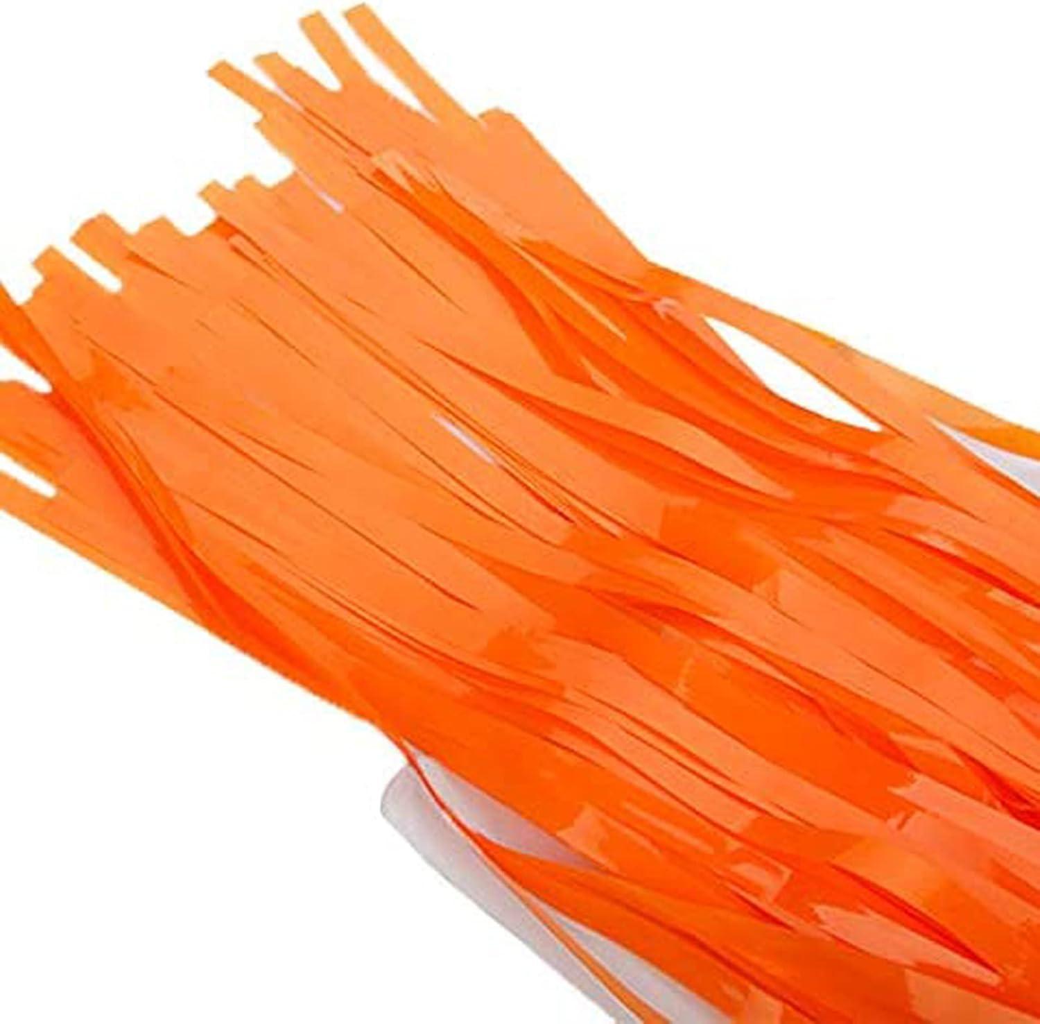 KIRIKOU Pack of 3 Foil Fringe Curtains Backdrop Party Decoration, Metallic Tinsel Curtain Photo Backdrop for Birthday Party Bridal Baby Shower Halloween Decorations (Orange, 3.2ft x 6.5ft)