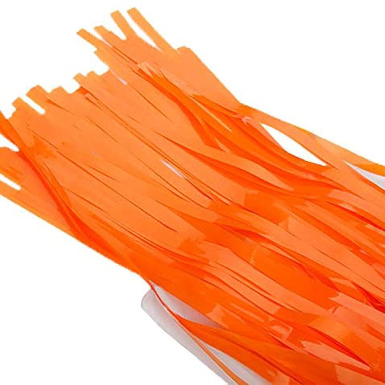 KIRIKOU Pack of 3 Foil Fringe Curtains Backdrop Party Decoration, Metallic Tinsel Curtain Photo Backdrop for Birthday Party Bridal Baby Shower Halloween Decorations (Orange, 3.2ft x 6.5ft)