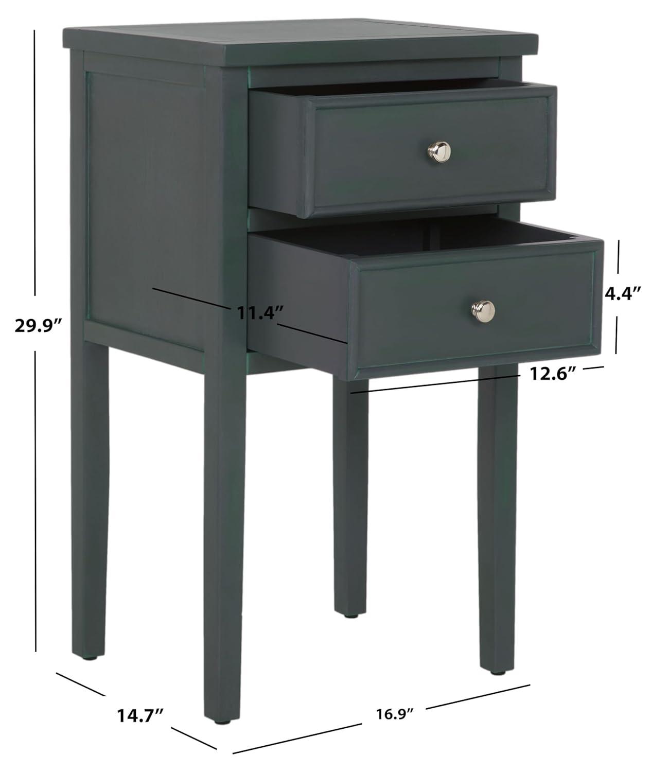 Toby Accent Table with Storage Drawers - Dark Teal - Safavieh.