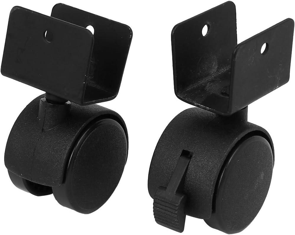 REGALWOVEN 1.6" Dia Wheel U-Clamp Top Rotatable Attachable Universal Swivel Chair Caster Wheel Black 4pcs