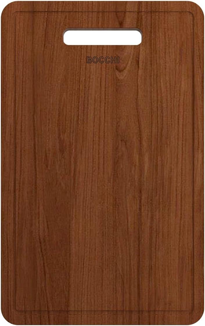 BOCCHI Wooden Cutting Board/Cover For Baveno W/ Handle - Sapele Mahogany For 1633 Sinks (Outer Ledge)