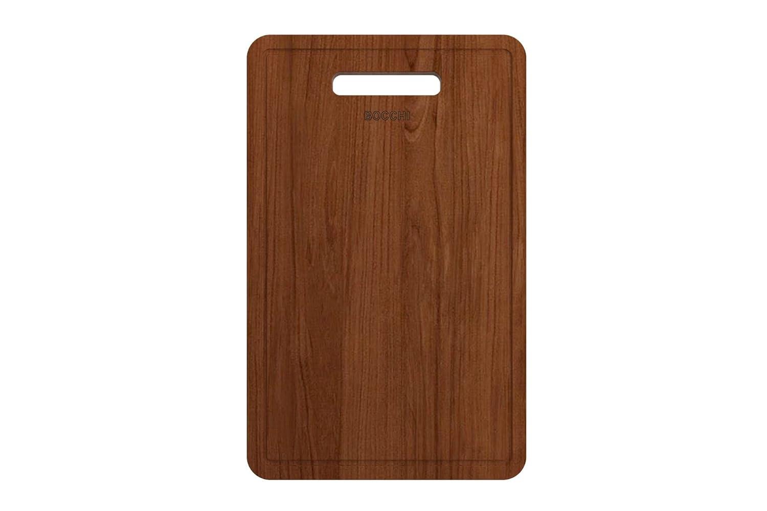 BOCCHI Wooden Cutting Board/Cover For Baveno W/ Handle - Sapele Mahogany For 1633 Sinks (Outer Ledge)