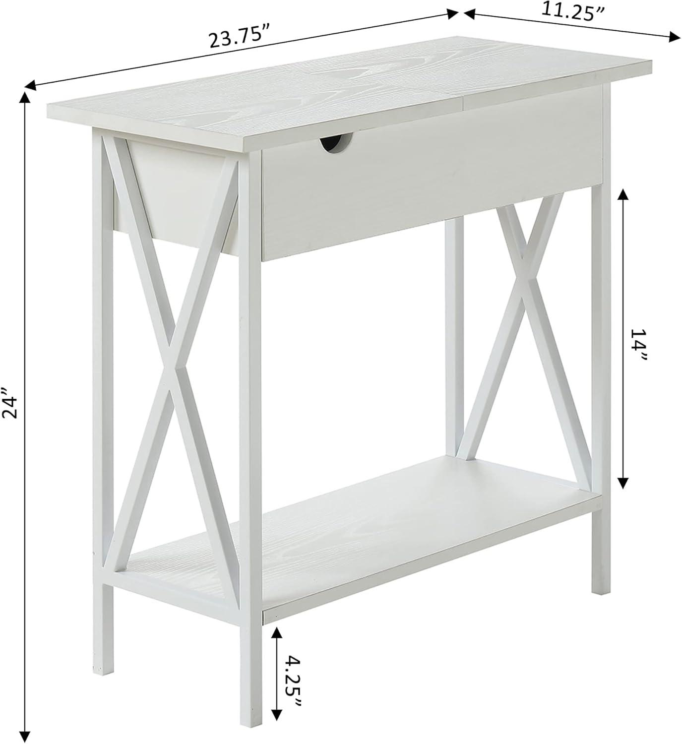 Convenience Concepts Tucson Electric Flip-Top Table in White Wood Finish