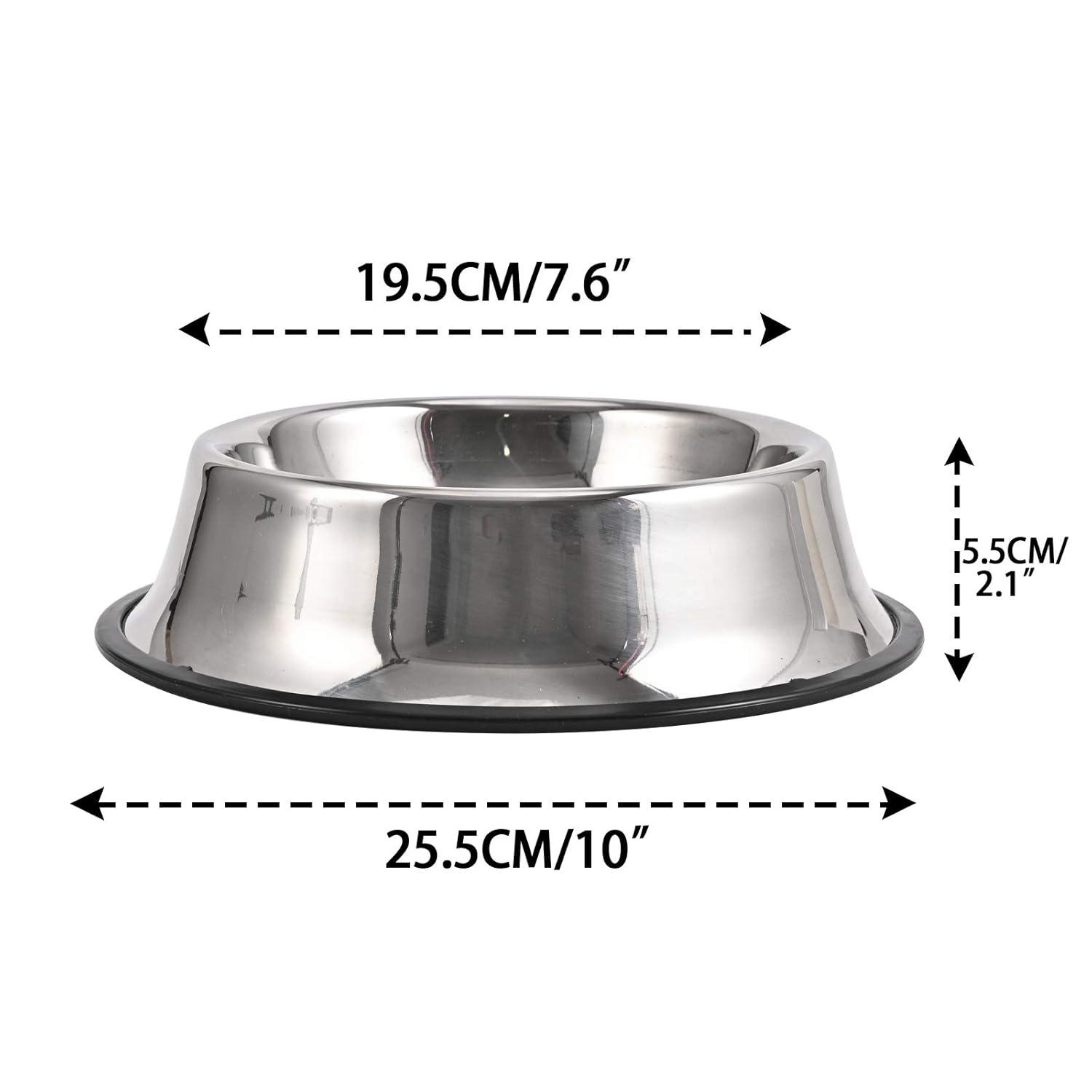 2 pack stainless steel dog bowl with non slip rubber base for small/medium/large pets, perfect dishes, pet feeder bowl and water bowl, suitable for puppies, kittens, and kittens (8 oz)
