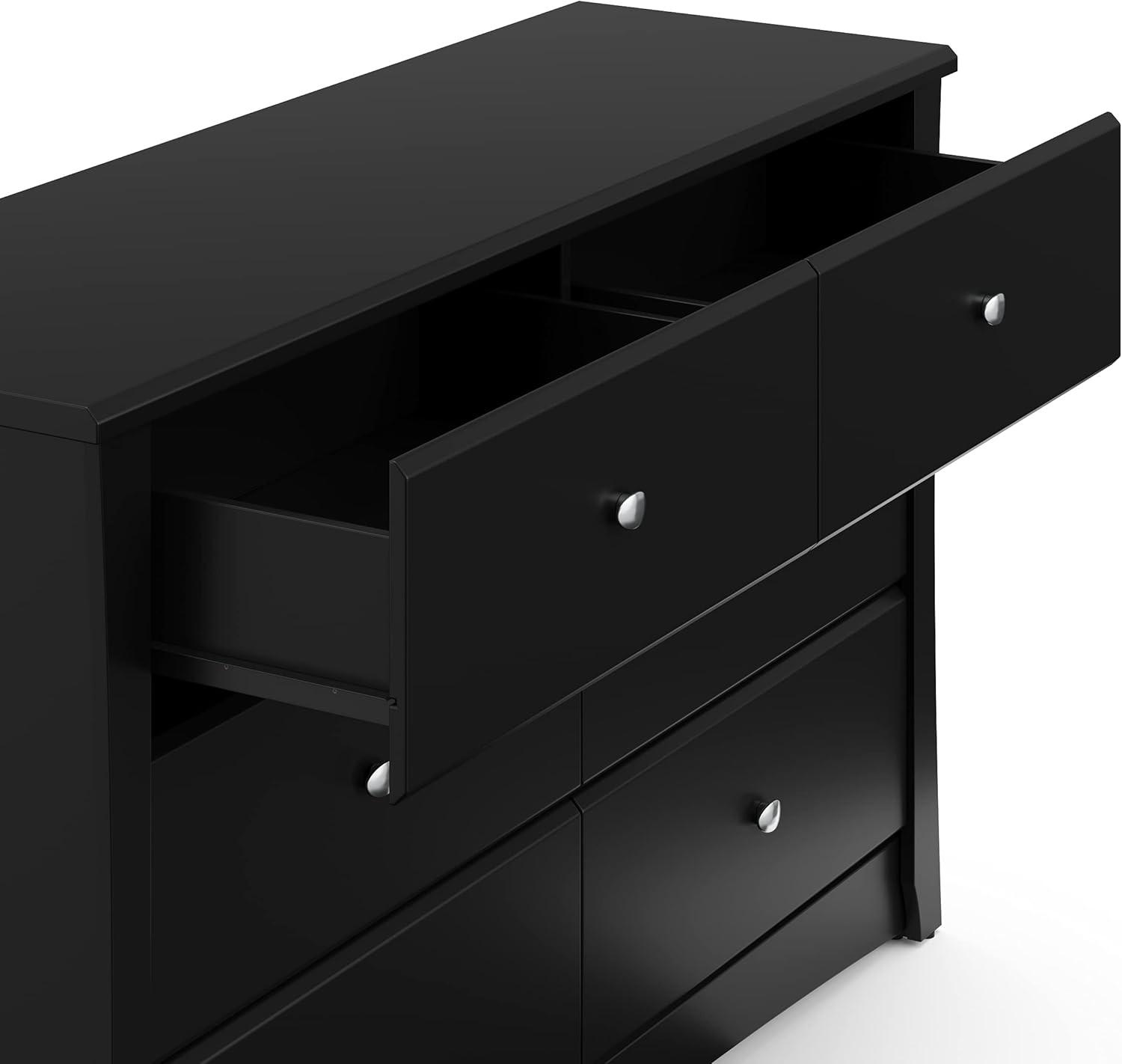 Storkcraft Crescent 6 Drawer Nursery Double Dresser, Black