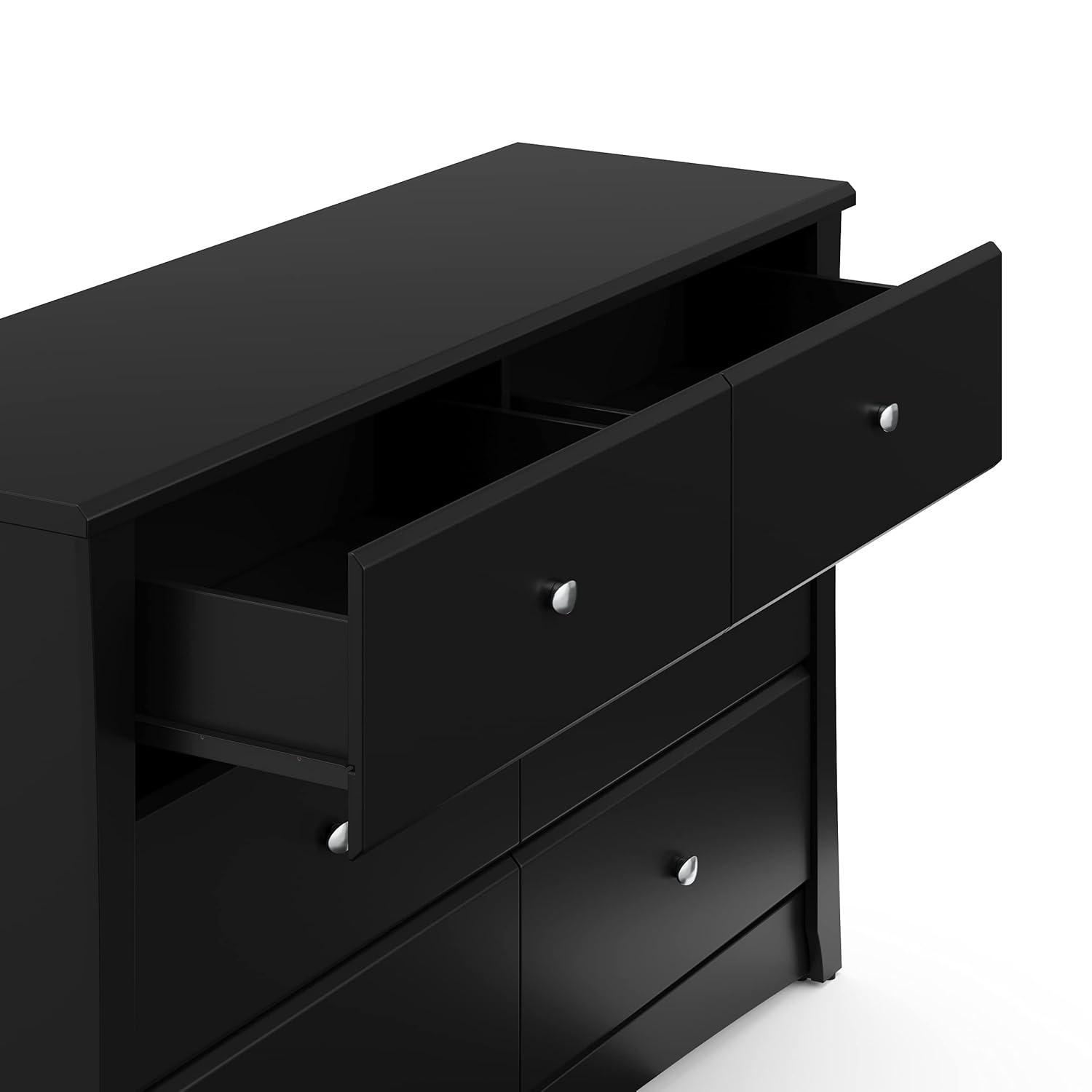 Storkcraft Crescent 6 Drawer Nursery Double Dresser, Black