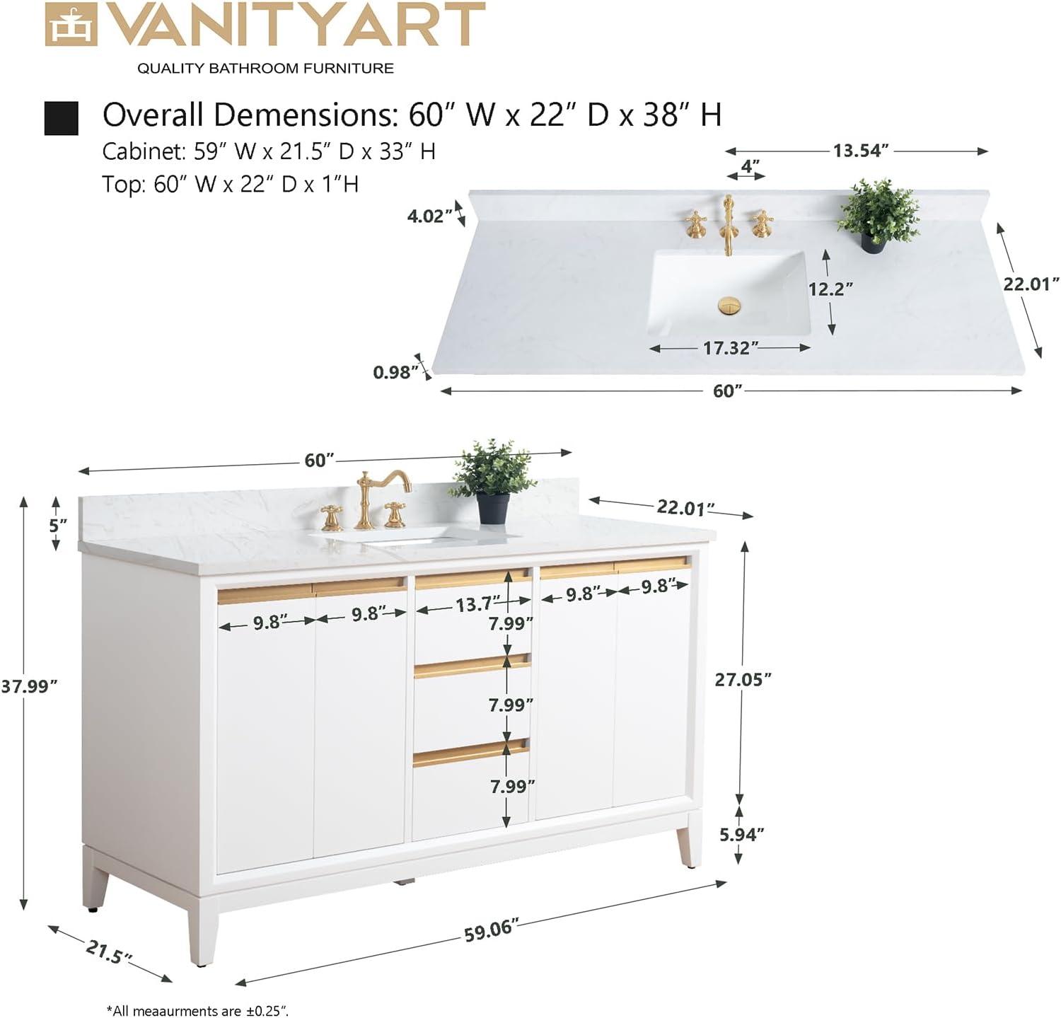 60 Single Bathroom Vanity with Top