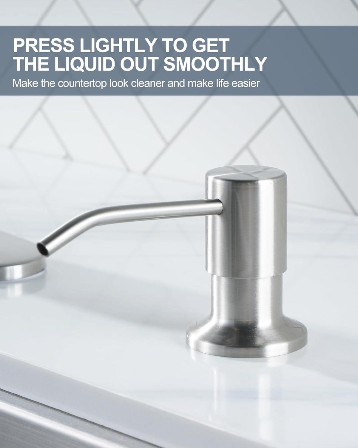 Brushed Nickel Stainless Steel Pull Down Kitchen Faucet with Soap Dispenser