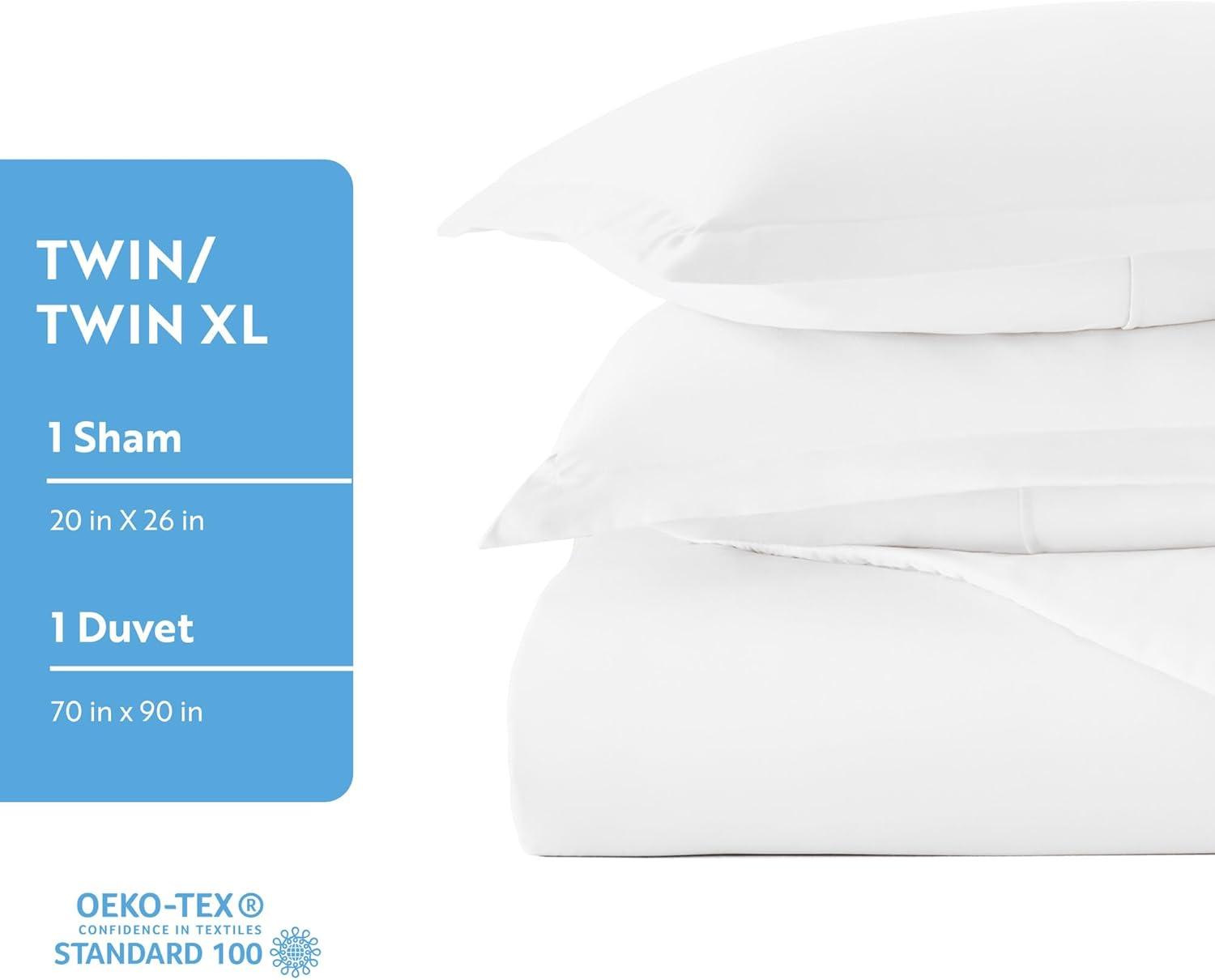 White Microfiber Twin 3-Piece Duvet Cover Set