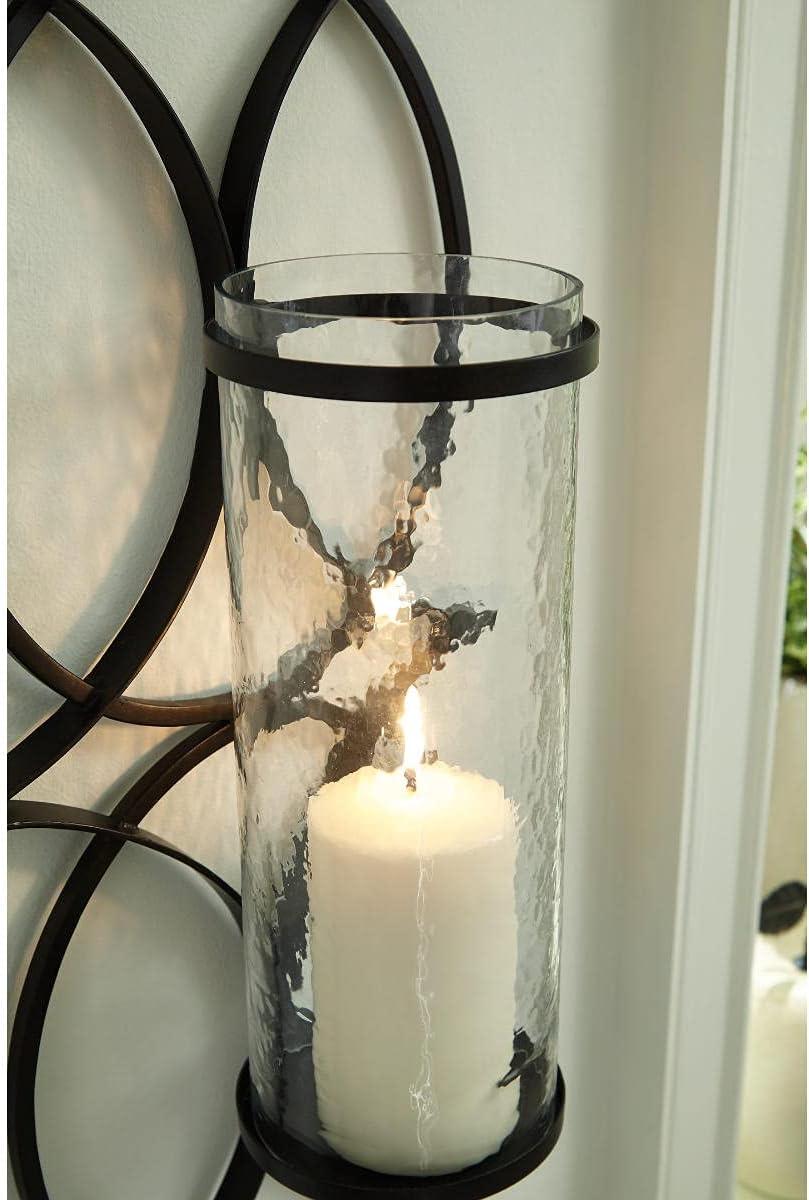 Signature Design by Ashley Bryndis Contemporary 22.13" High Geometric Design Wall Sconce, Black