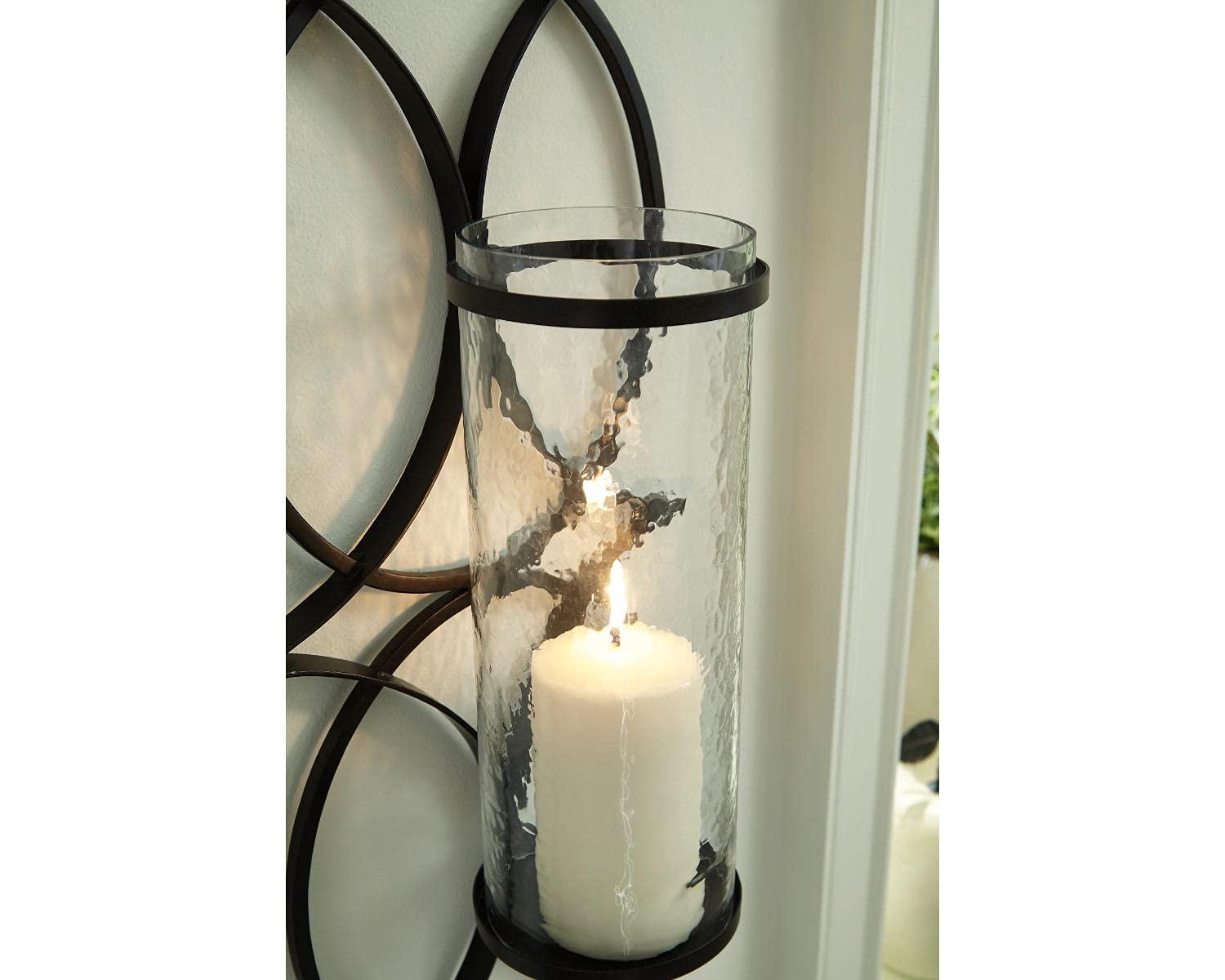 Signature Design by Ashley Bryndis Contemporary 22.13" High Geometric Design Wall Sconce, Black