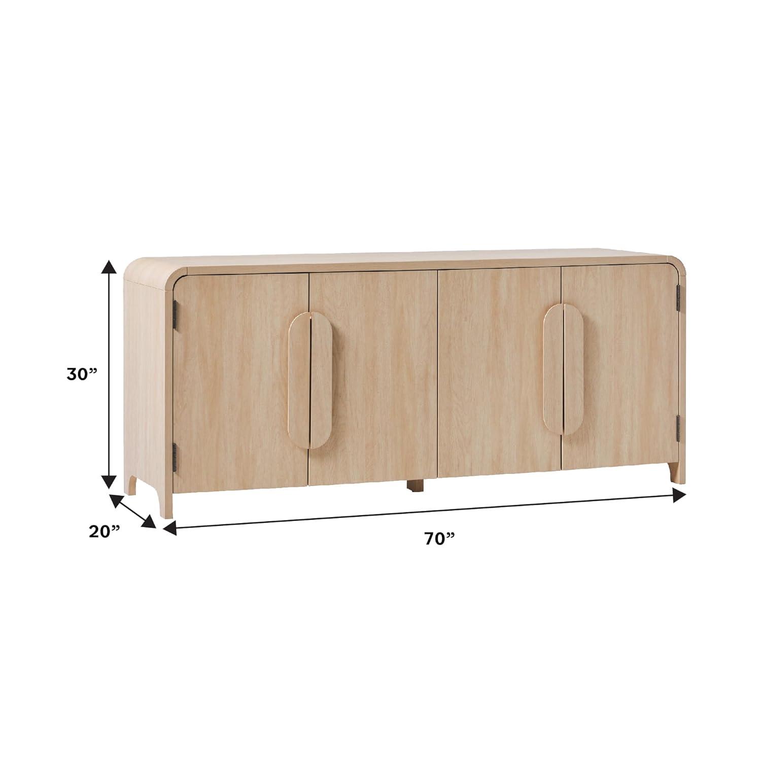 Modern Curved 70" Buffet Sideboard and TV Stand for up to 80" TV Coastal Oak