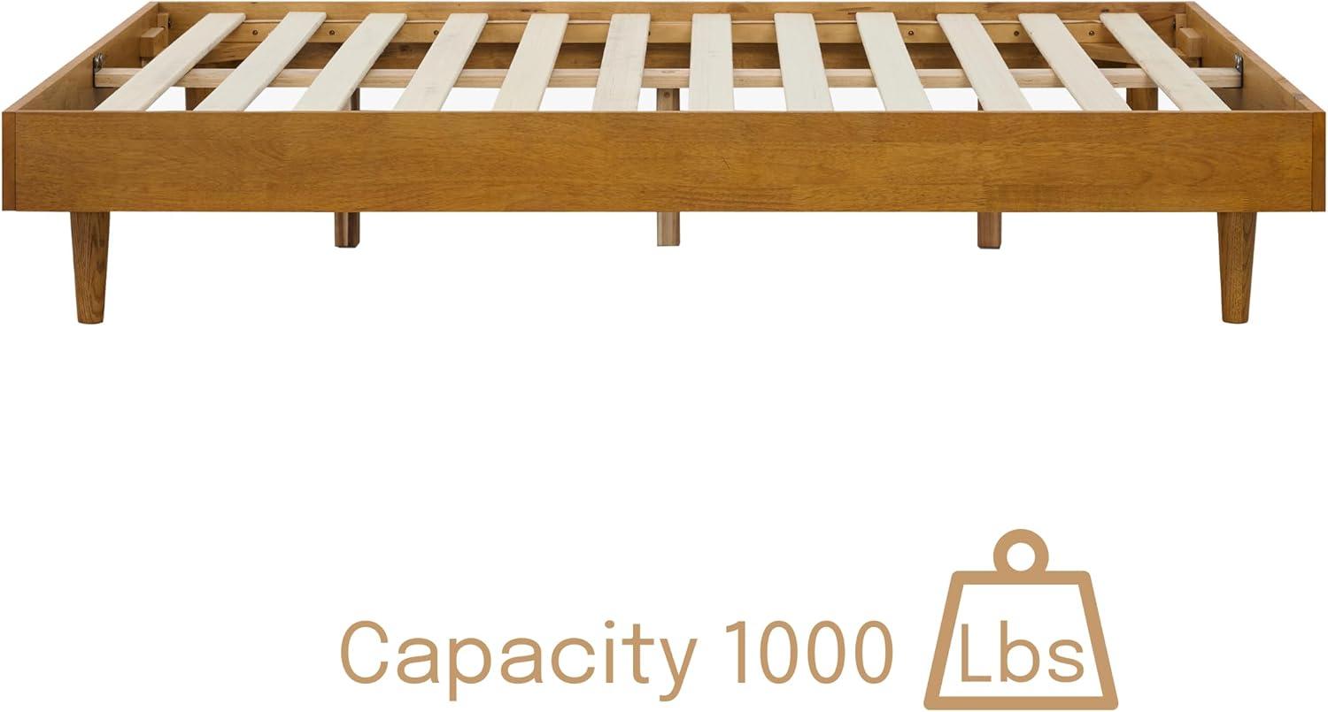 NTC Fly Solid Wood Bed Frame without Headboard and Silent Slats, 1000 lbs Capacity Bed Frame