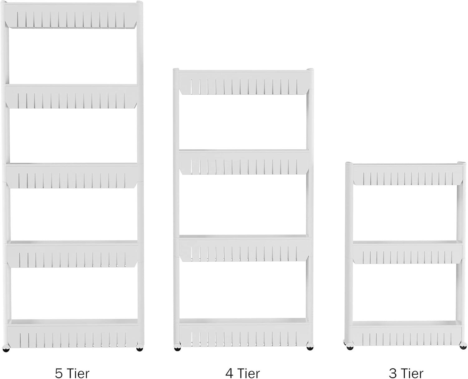 Lavish Home 5-Tier Slim Rolling Storage Cart with Wheels (White)