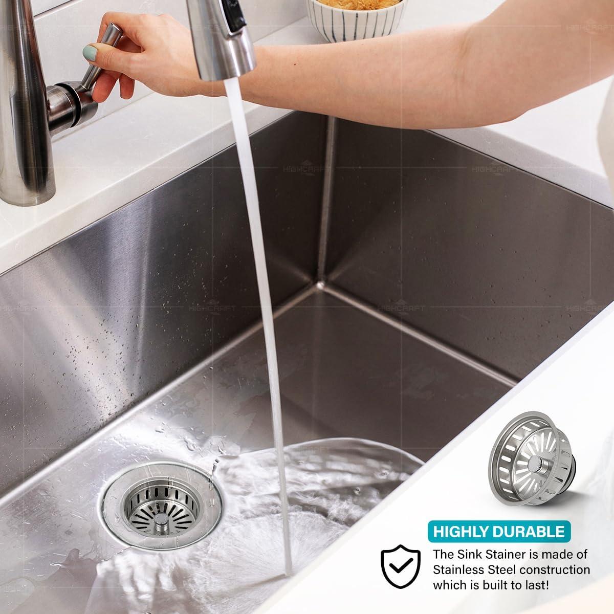 Highcraft 97353 Kitchen Sink Basket Strainer Replacement for Kohler Style Drains Stainless Steel Stopper (Can Vary in 2 Styles)