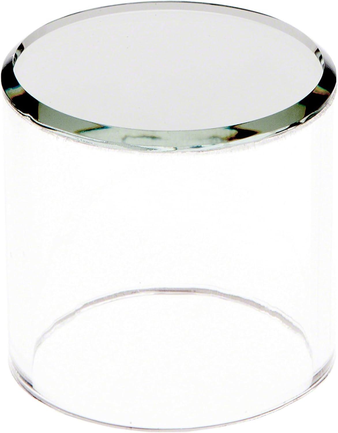 Plymor Clear Acrylic Cylinder Display Riser with Mirror Top, 2" H x 2" D