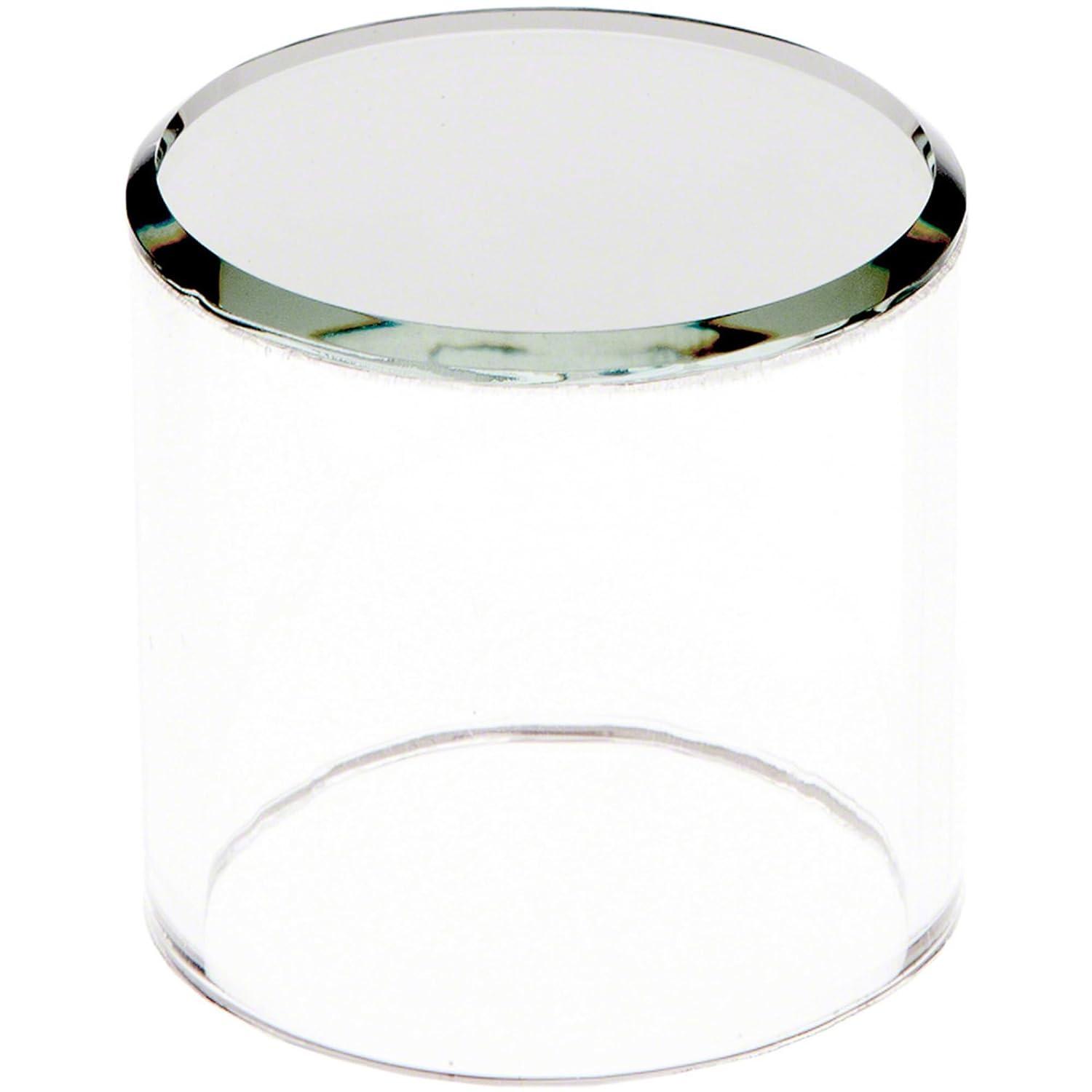 Plymor Clear Acrylic Cylinder Display Riser with Mirror Top, 2" H x 2" D