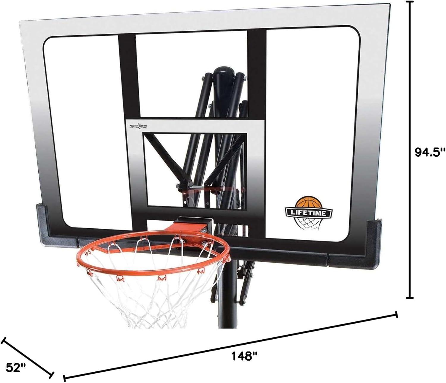 Lifetime 52-Inch Shatterproof Portable Basketball Hoop with Power Lift Adjustment & Slam-It Rim - Model 71286-Outdoor Play