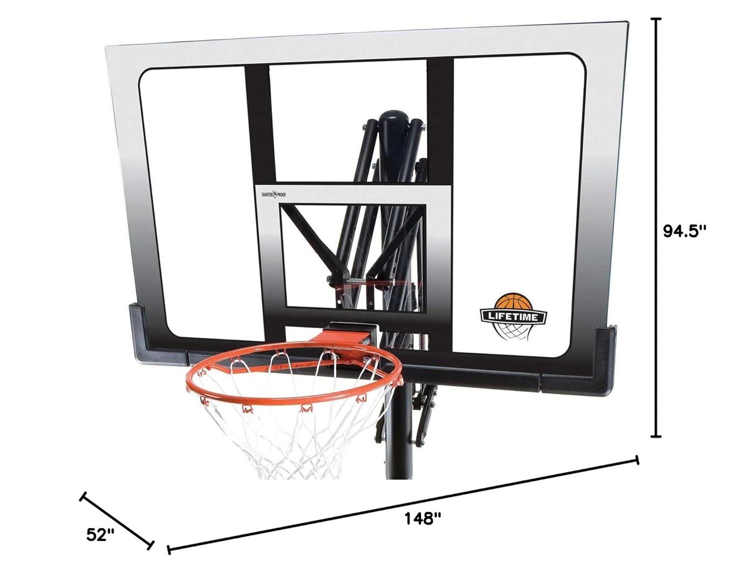 Lifetime Height Adjustable Outdoor 52" Steel Portable Full-Size Basketball Hop