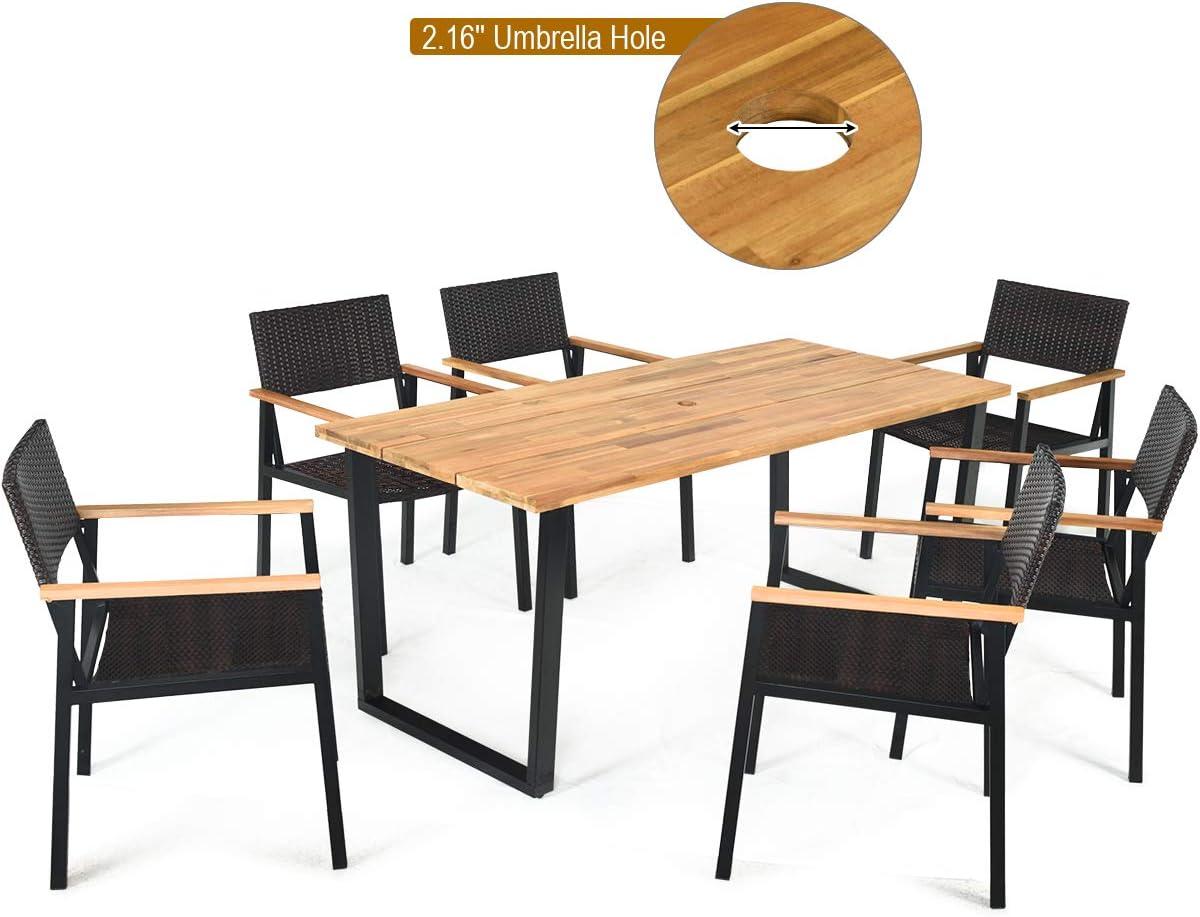 Hokku Designs Artimiza 6 - Person Acacia Patio Dining Set with Rectangular Table (Set of 7)