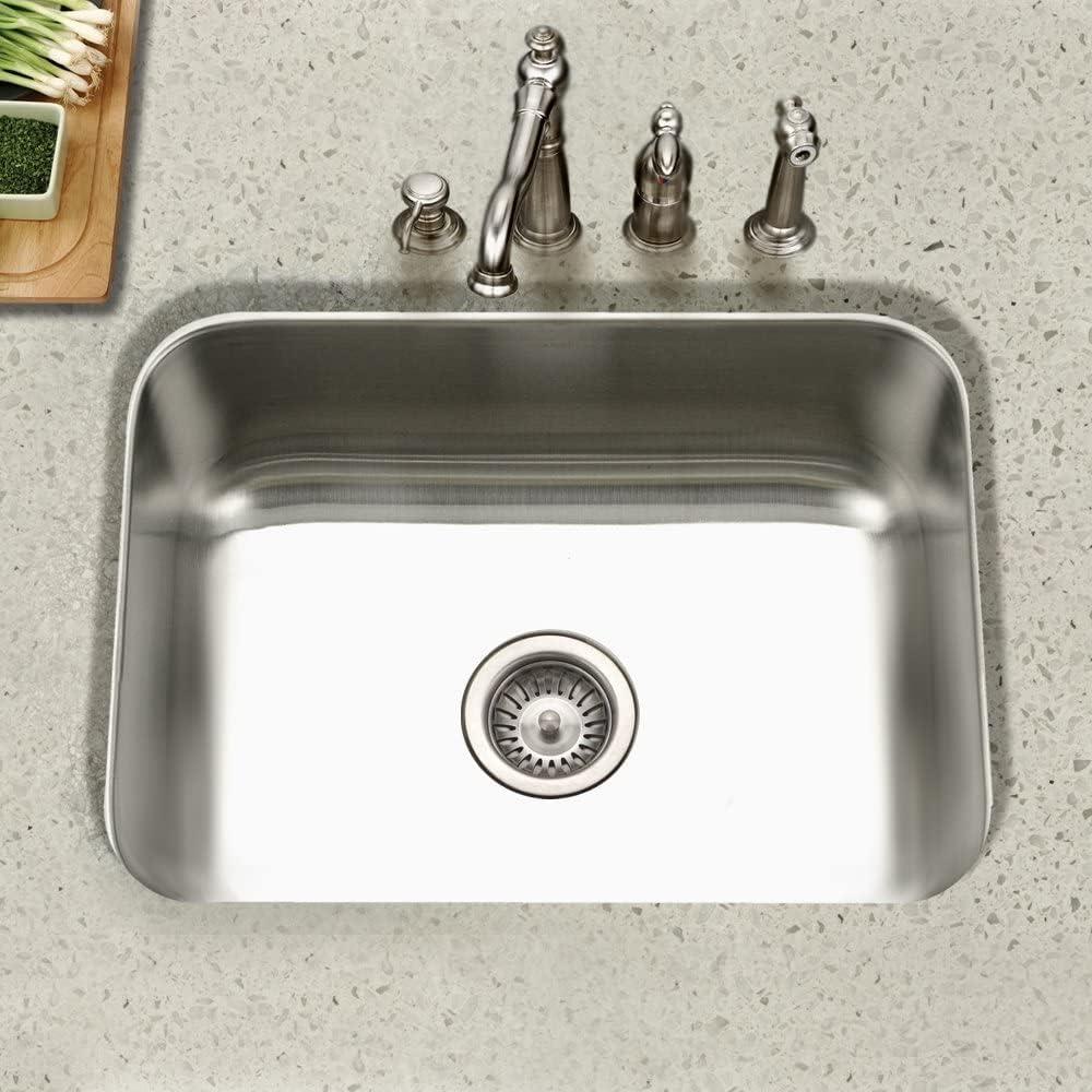 Eston Undermount Stainless Steel Single Bowl Kitchen Sink, 18 Gauge