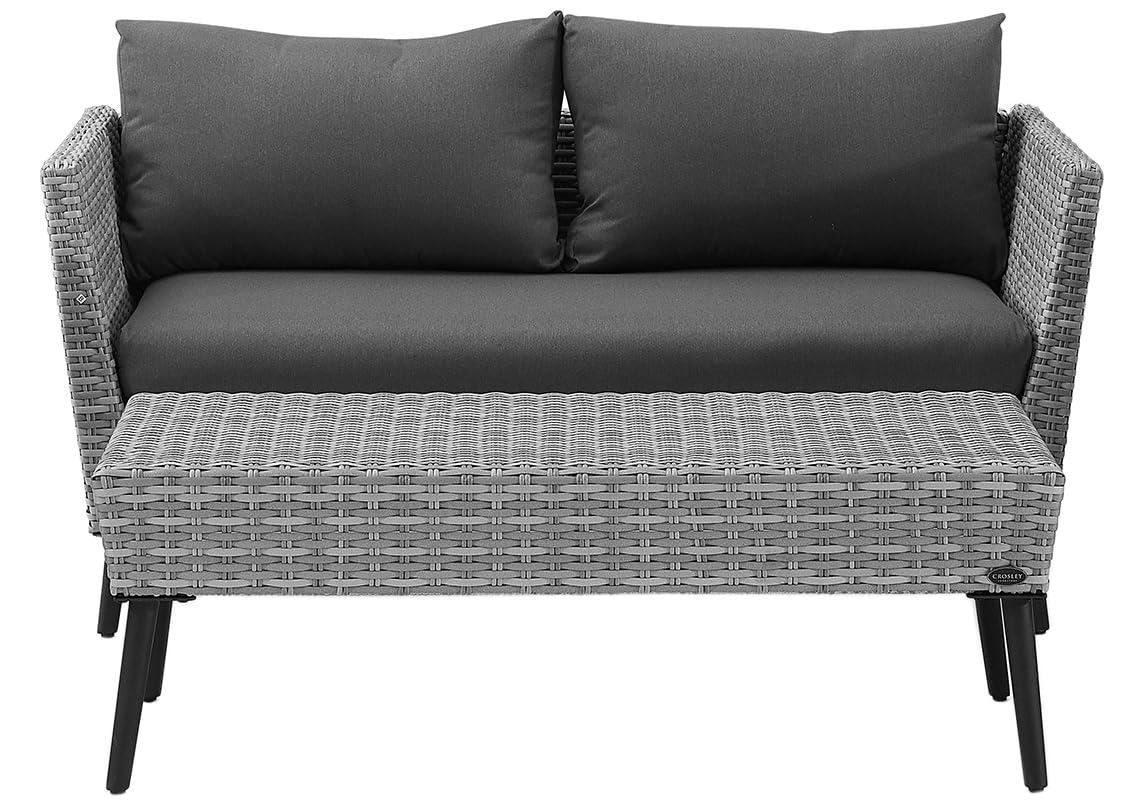 2pc Richland Outdoor Patio Loveseat and Coffee Table Set - Gray - Crosley