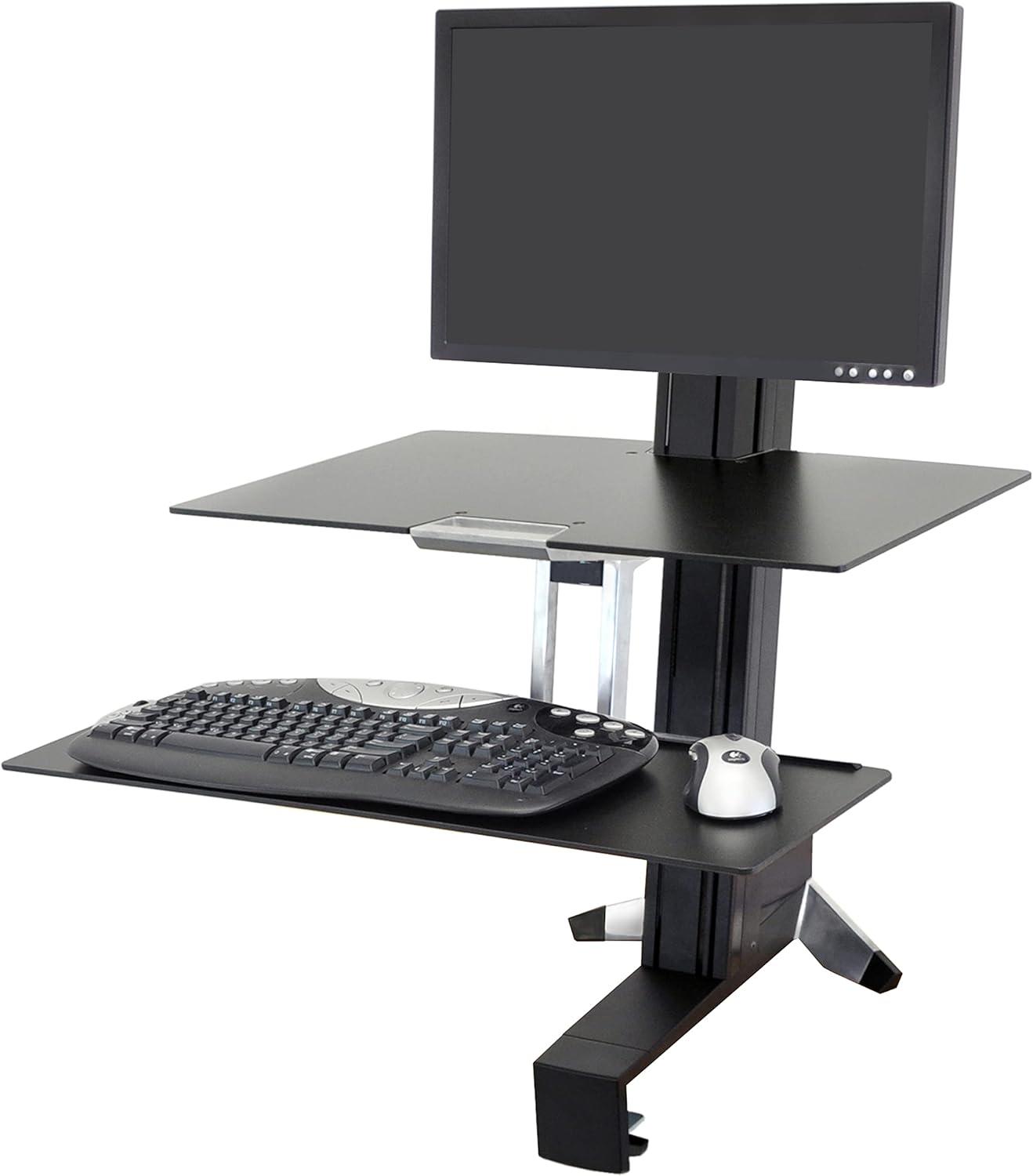 Black Adjustable Standing Desk Converter with Keyboard Tray