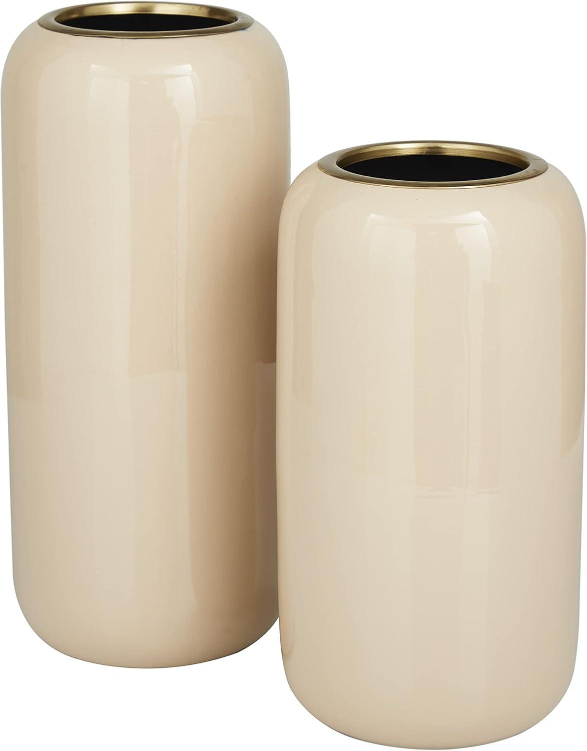 The Novogratz 13", 11"H Cream Metal Vase, Set of 2