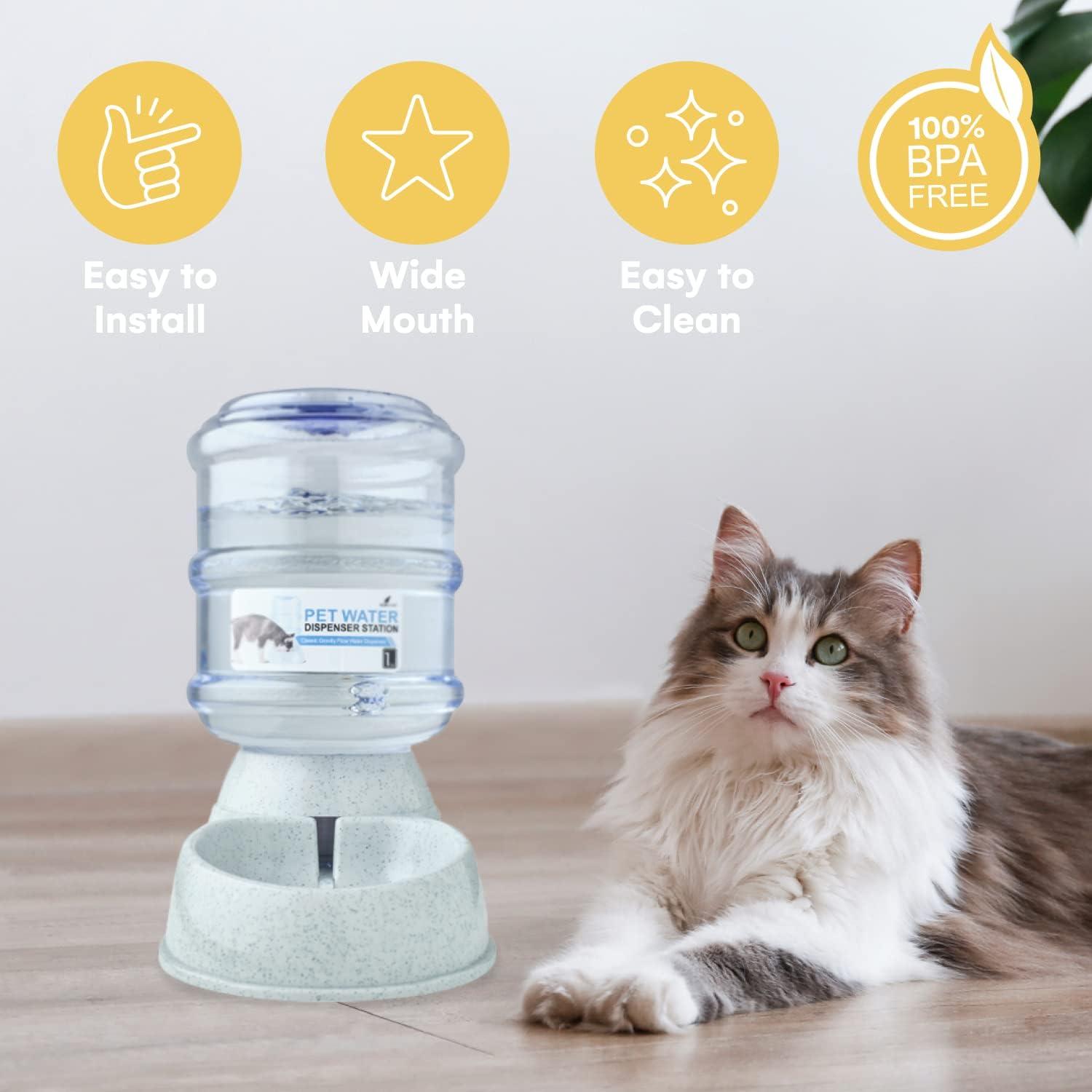 Gray 1-Gallon Automatic Pet Water Dispenser with Gravity Feeder