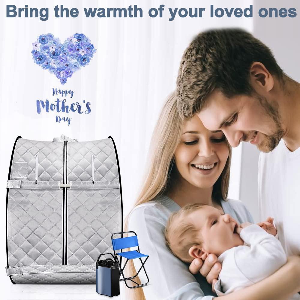 Portable Sauna, Sauna Box for Home, Personal Steam Sauna, Foldable Sauna with 3L, up to 90min,800W Steam Sauna Generator with Safety Protection, Remote Control & Portable Chair, UL Certified