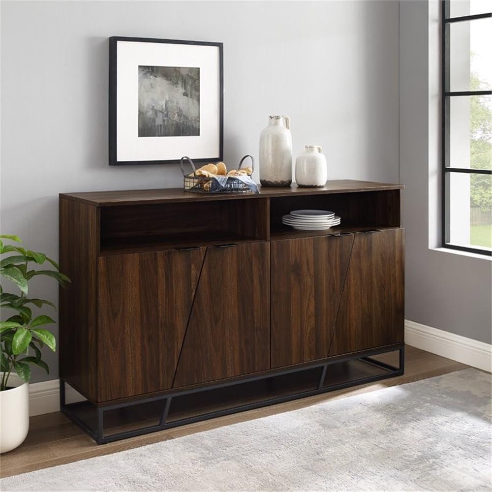 Afton Angled Door Dark Walnut Sideboard by Walker Edison