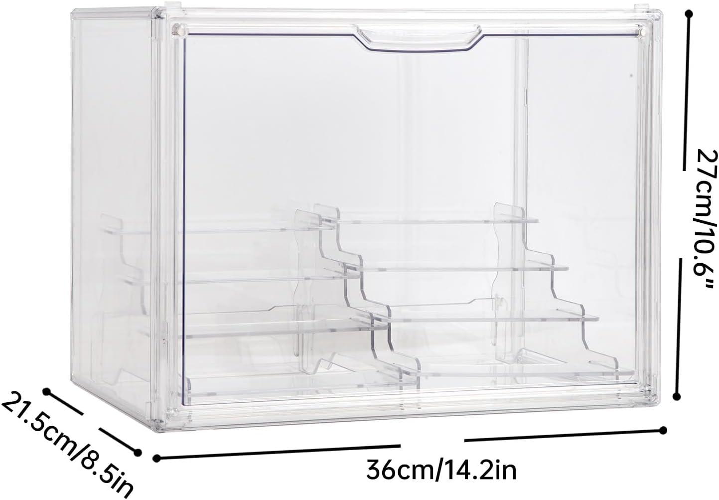 Clear Acrylic Display Case with Two Display Shelves for Figures, Dustproof Storage Organizer Box with Magnetic Door, Acrylic Collectibiles Showcase