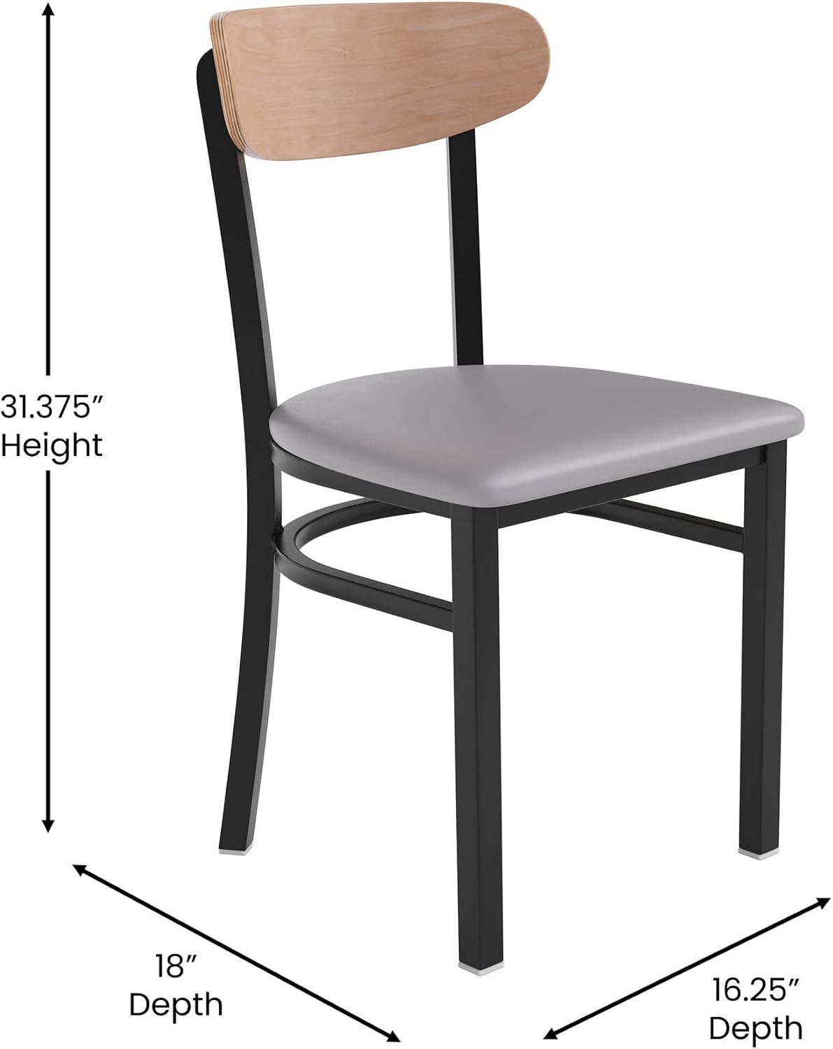 Flash Furniture Wright Commercial Grade Dining Chair with 500 LB. Capacity Steel Frame, Solid Wood Seat, and Boomerang Back