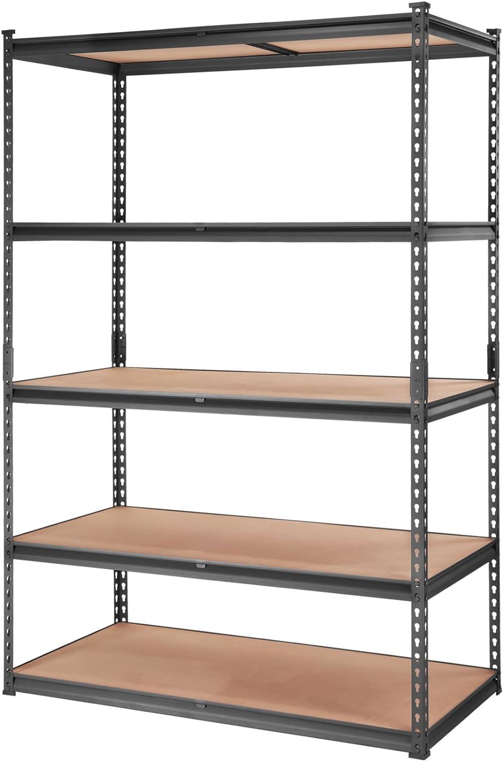 RIEDHOFF Storage Shelving Unit, 5-Tier Adjustable, 2000 lbs Capacity, Heavy Duty Garage Shelves Metal Organizer Utility Rack, Black, 48" L x 24" W x 72" H for Kitchen Pantry Basement Bathroom Laundry