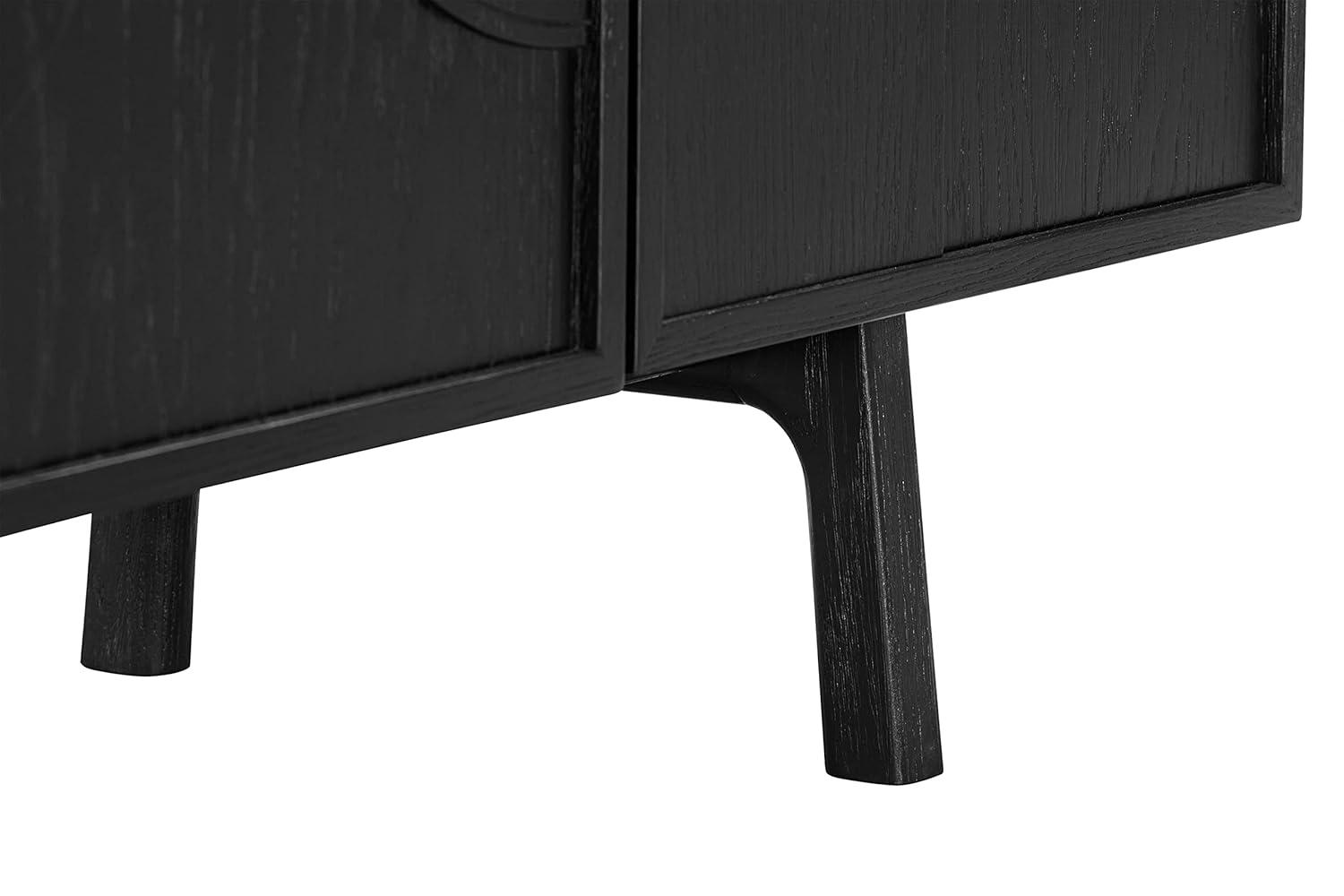 Holland Modern Black Brushed Oak 4-Door Sideboard Buffet