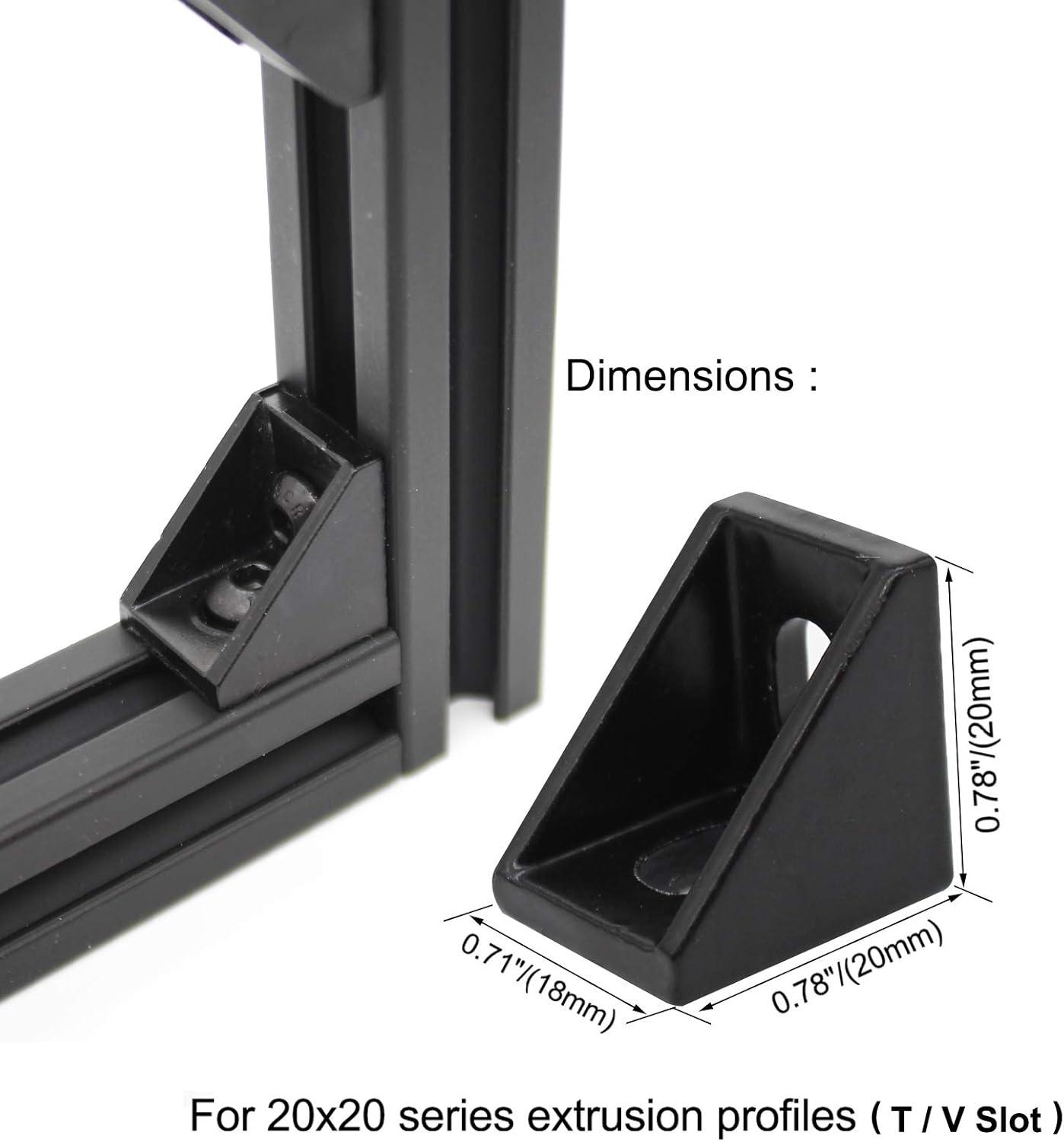 20-Piece Black Aluminum 90 Degree Corner Bracket Set