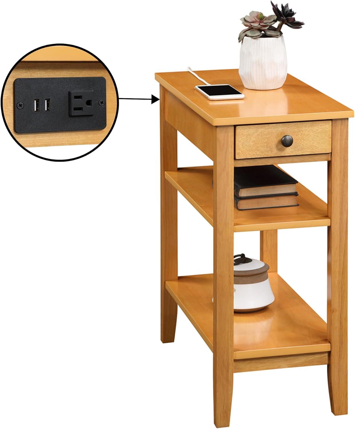 Convenience Concepts American Heritage End Table/Charging Station, Natural