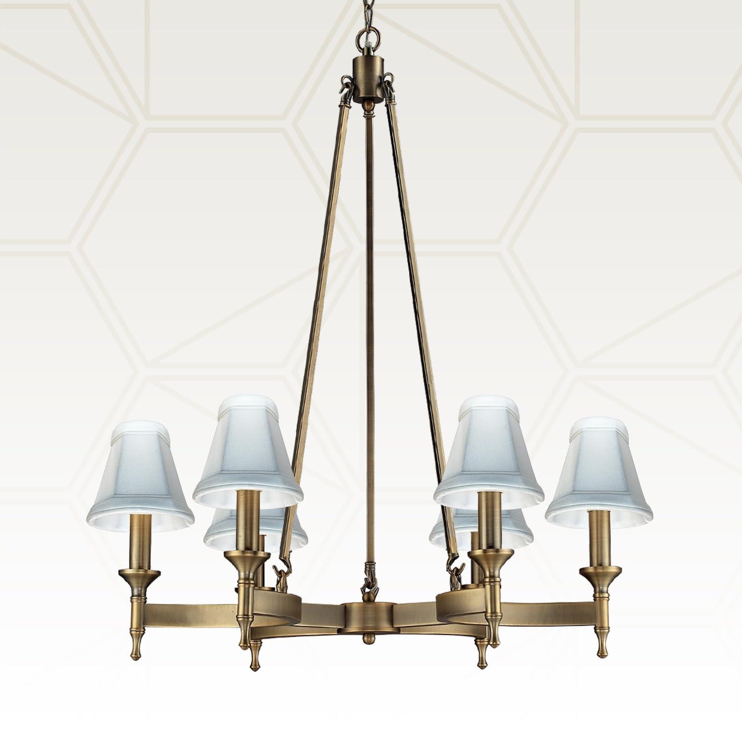 Royal Designs, Inc. Empire Chandelier Shade with Flame Clip Fitter,CS-101WH-6, White, 2 x 3.5 x 3.5, Pack of 6