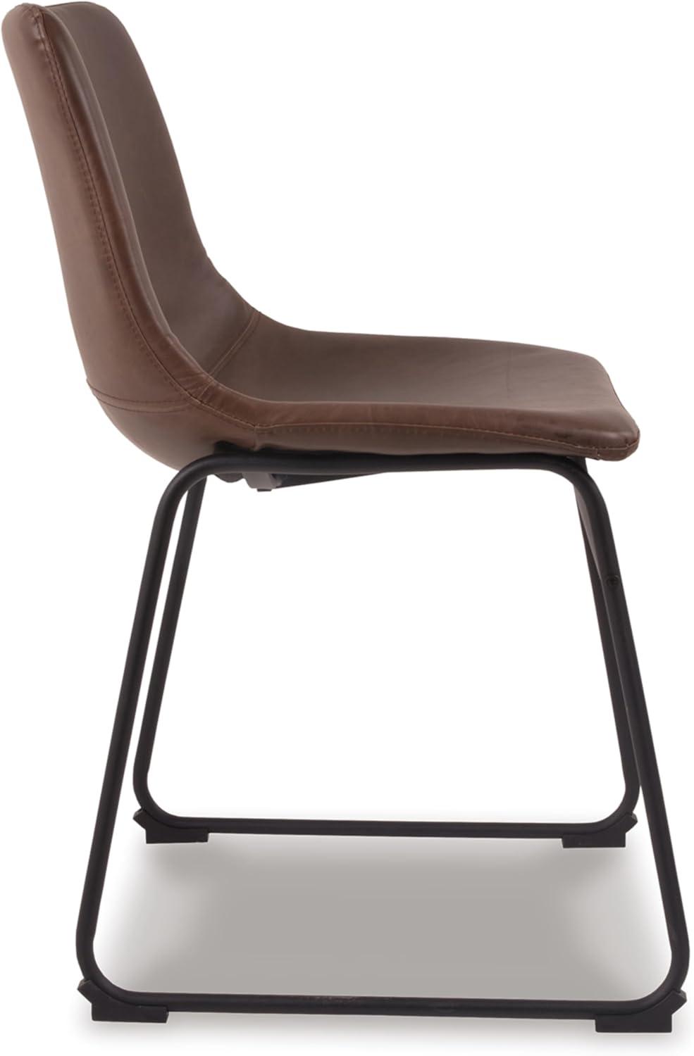 Low Brown Faux Leather Upholstered Metal Side Chair