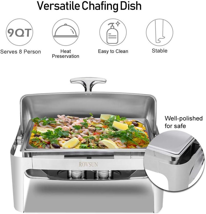ROVSUN Roll Top Silver Stainless Steel Chafing Dish Buffet Set