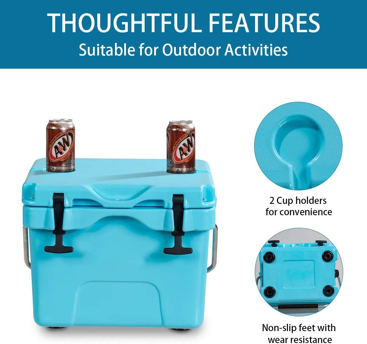 Costway 16 Quart Cooler Portable Ice Chest Leak-proof 24 Cans Ice Boxfor Camping