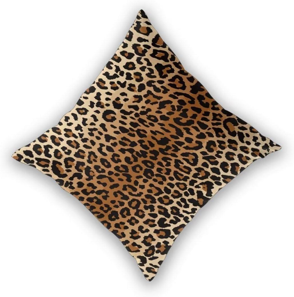 Brown Leopard Throw Pillow Cover - 2 Pcs Cheetah Pillow Case 20x20 inch Cotton Soft Animal Print Pillows Covers Decorative Cushion Cover for Home Couch Bed Sofa Double Side Printed