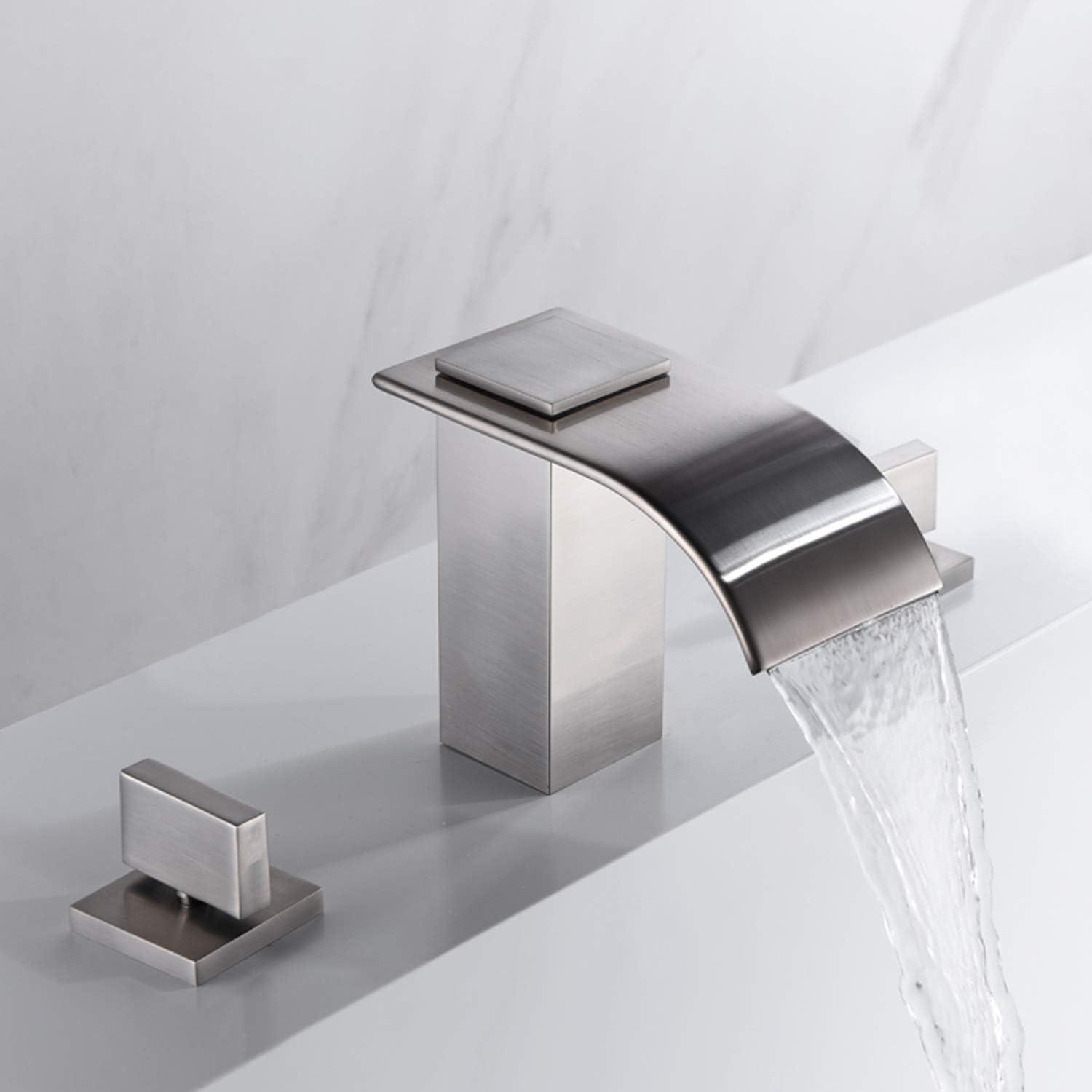 2 Handle Deck Mount Waterfall High Flow Roman Tub Faucet with Brass Valve